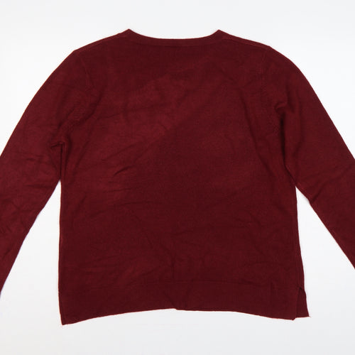 Marks and Spencer Women Red Size 16 Acrylic Crew Neck Pullover Jumper