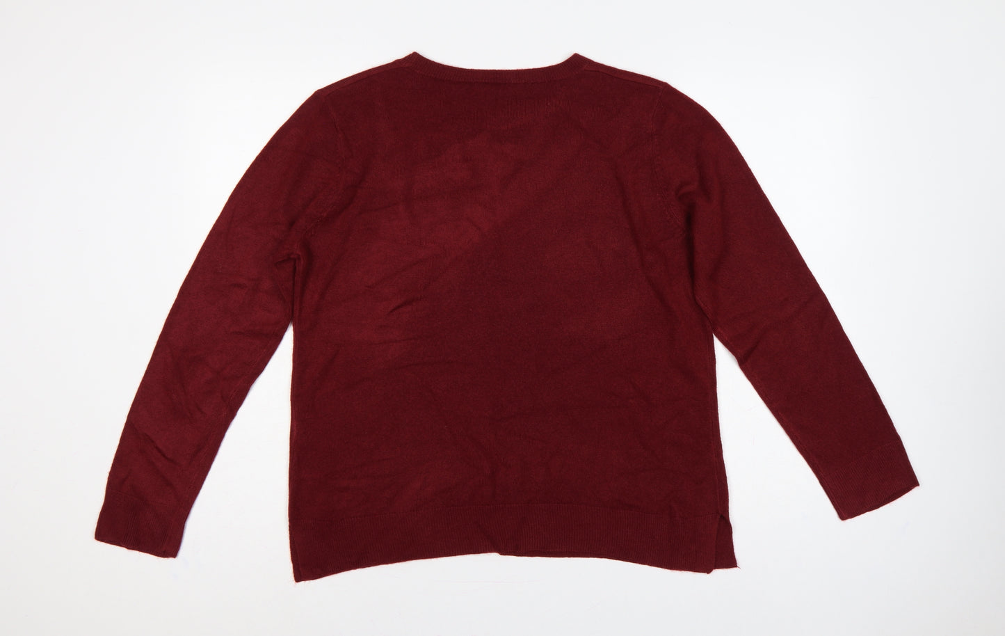 Marks and Spencer Women Red Size 16 Acrylic Crew Neck Pullover Jumper