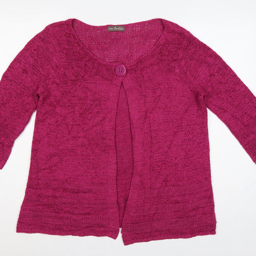 Marks & Spencer Women Pink UK 12 Open-Knit 3/4 Sleeve Cardigan