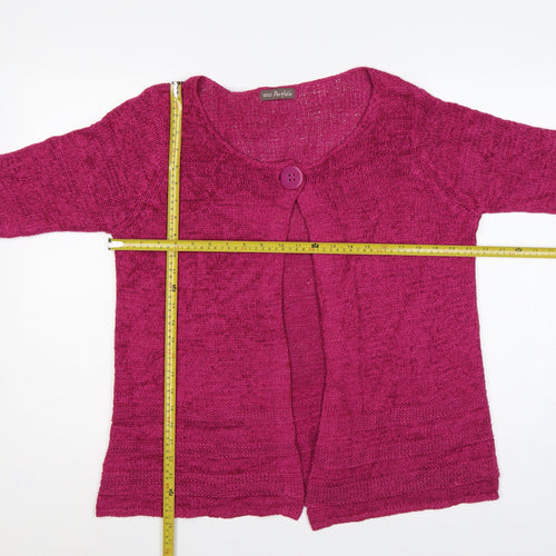 Marks & Spencer Women Pink UK 12 Open-Knit 3/4 Sleeve Cardigan