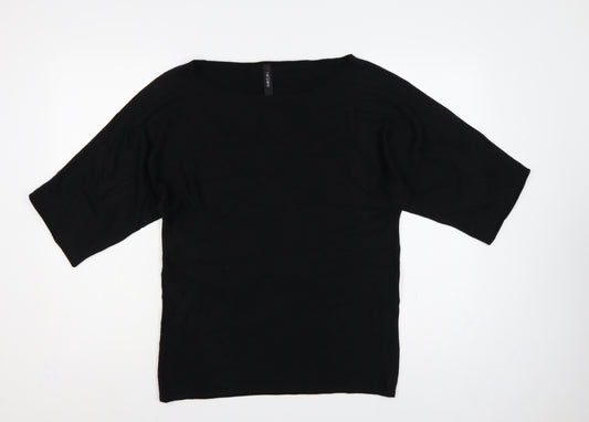 Marc Cain Women Black UK 8 Wool Silk Cashmere Dolman Sleeve Jumper