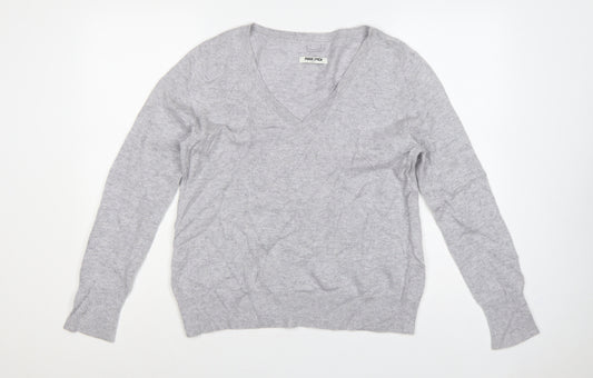 Max & Moi Women Grey M 100% Cashmere V-Neck Fine Knit Jumper