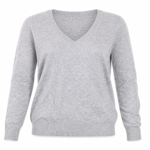 Max & Moi Women Grey M 100% Cashmere V-Neck Fine Knit Jumper