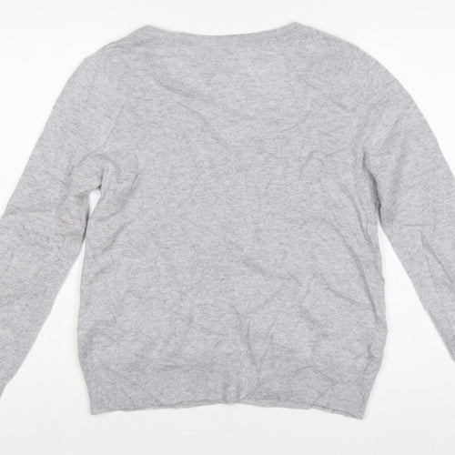 Max & Moi Women Grey M 100% Cashmere V-Neck Fine Knit Jumper