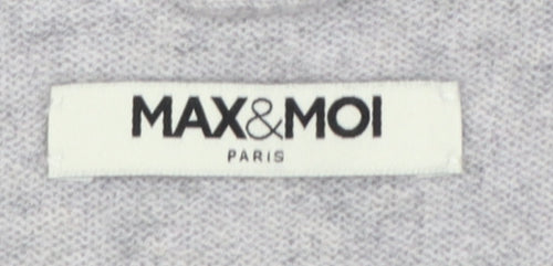 Max & Moi Women Grey M 100% Cashmere V-Neck Fine Knit Jumper
