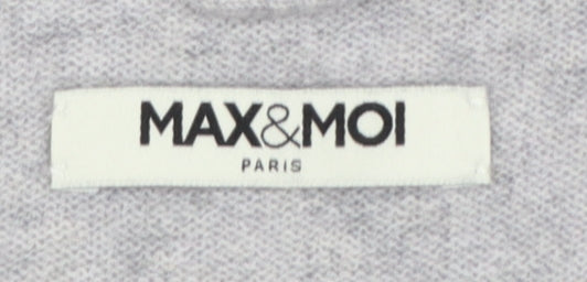 Max & Moi Women Grey M 100% Cashmere V-Neck Fine Knit Jumper