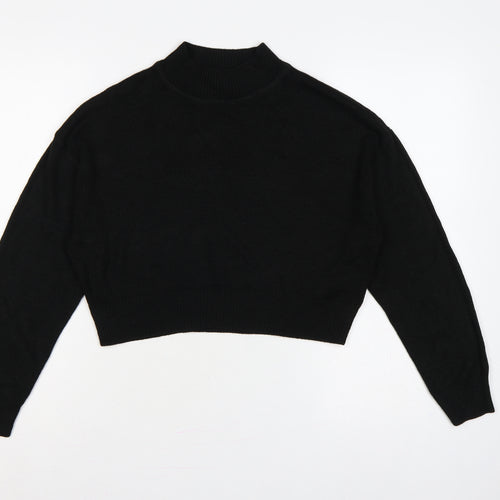Divided H&M Women’s Black XS Cropped Mock Neck Knit Pullover Jumper