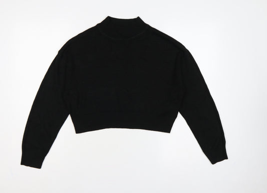 Divided H&M Women’s Black XS Cropped Mock Neck Knit Pullover Jumper