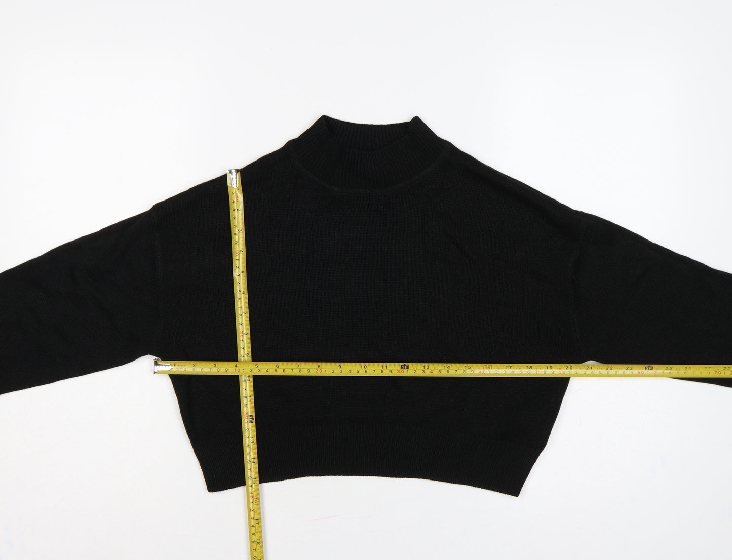 Divided H&M Women’s Black XS Cropped Mock Neck Knit Pullover Jumper