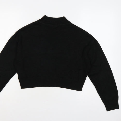 Divided H&M Women’s Black XS Cropped Mock Neck Knit Pullover Jumper