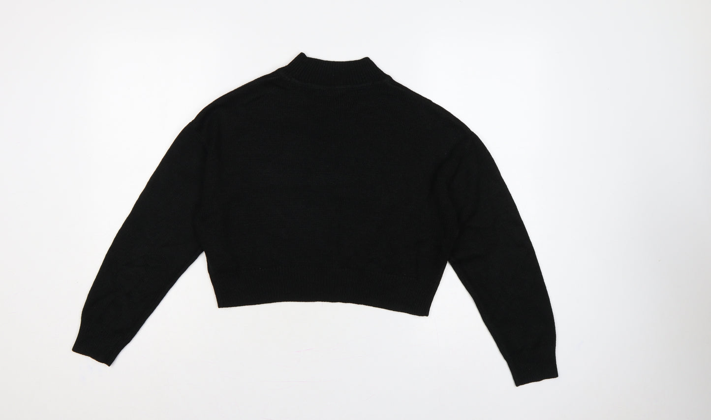 Divided H&M Women’s Black XS Cropped Mock Neck Knit Pullover Jumper