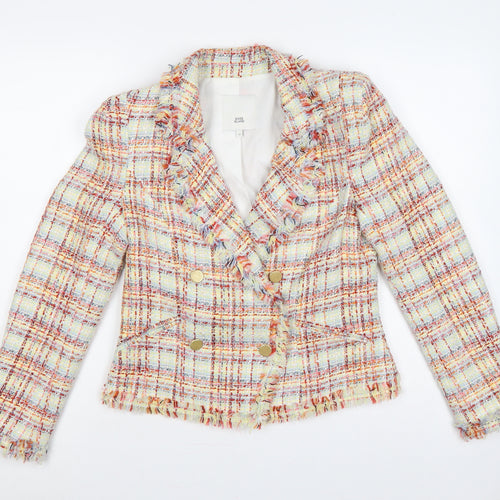 River Island Women Multicoloured UK 10 Bouclé Double-Breasted Blazer