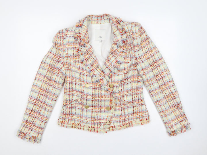 River Island Women Multicoloured UK 10 Bouclé Double-Breasted Blazer