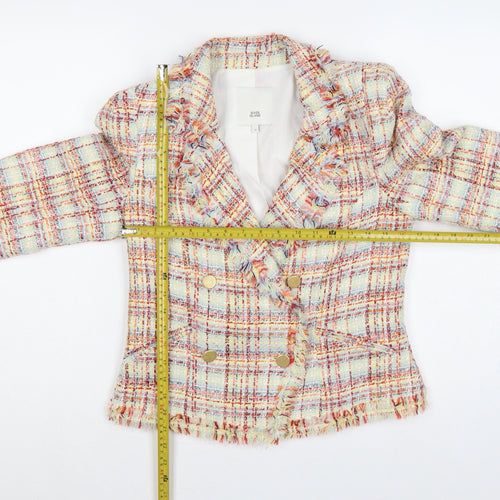 River Island Women Multicoloured UK 10 Bouclé Double-Breasted Blazer