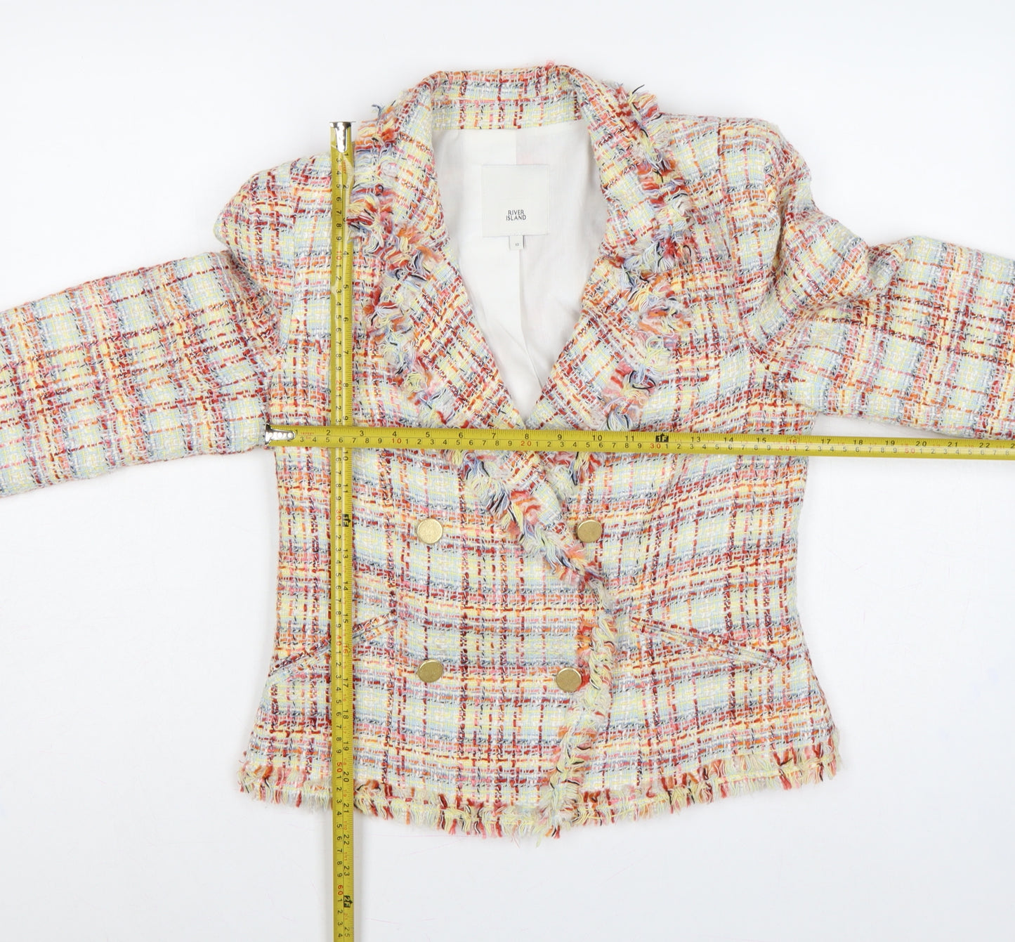 River Island Women Multicoloured UK 10 Bouclé Double-Breasted Blazer