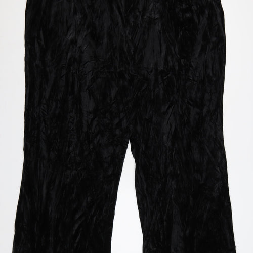 Yours Women’s Black Crushed Velvet Flared Trousers UK 26-28 Plus
