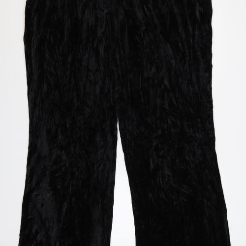 Yours Women’s Black Crushed Velvet Flared Trousers UK 26-28 Plus