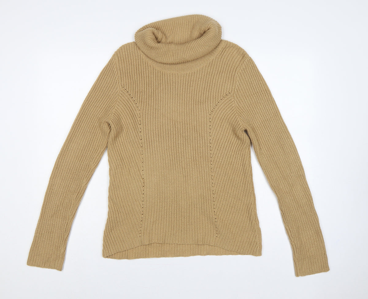 Back view of BHS Women’s Beige, size UK 12, Roll Neck Rib Knit jumper