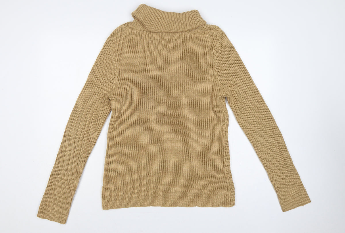 Brand and care label for BHS Women’s Beige, size UK 12, Roll Neck Rib Knit jumper