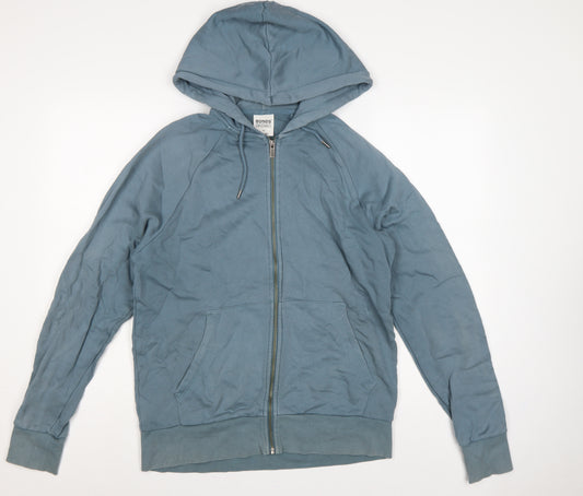 Bonds Men Blue M Full Zip Hooded Cotton Fleece Hoodie