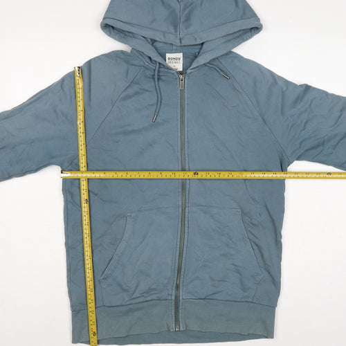 Bonds Men Blue M Full Zip Hooded Cotton Fleece Hoodie