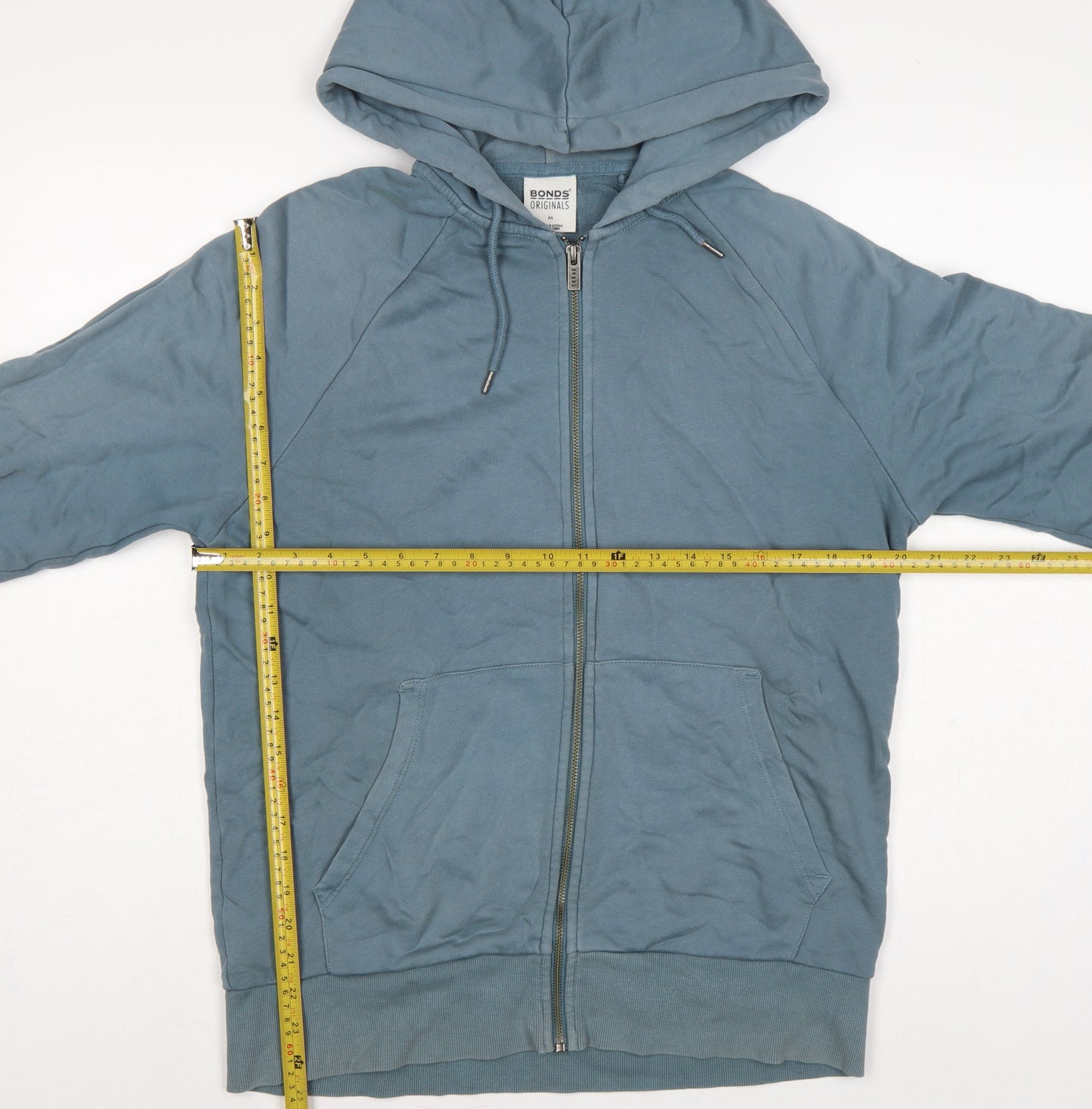 Bonds Men Blue M Full Zip Hooded Cotton Fleece Hoodie