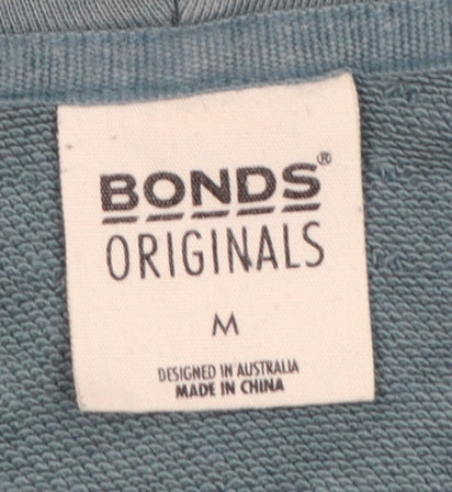 Bonds Men Blue M Full Zip Hooded Cotton Fleece Hoodie