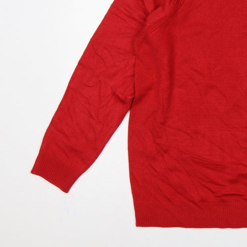 Marks and Spencer Women’s Red L Crew Neck Fine Knit Pullover Jumper