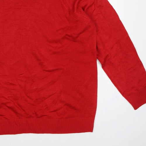Marks and Spencer Women’s Red L Crew Neck Fine Knit Pullover Jumper