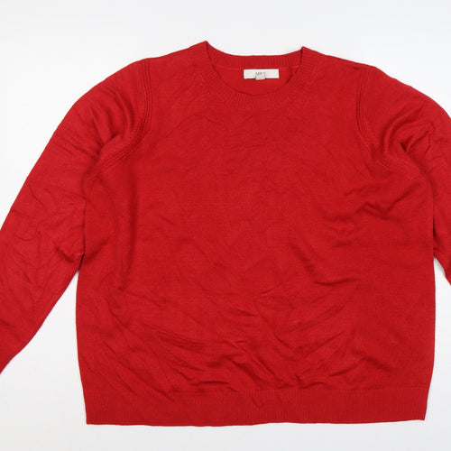 Marks and Spencer Women’s Red L Crew Neck Fine Knit Pullover Jumper
