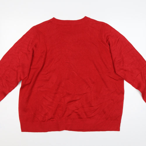 Marks and Spencer Women’s Red L Crew Neck Fine Knit Pullover Jumper