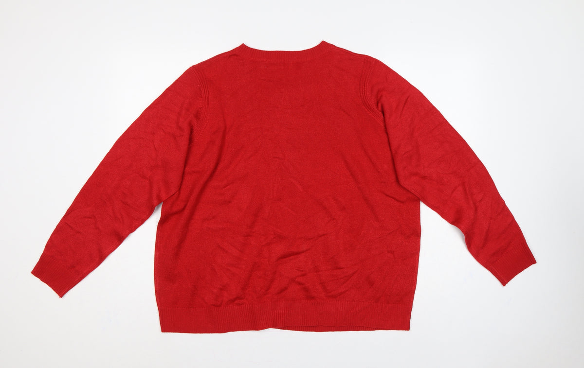 Marks and Spencer Women’s Red L Crew Neck Fine Knit Pullover Jumper