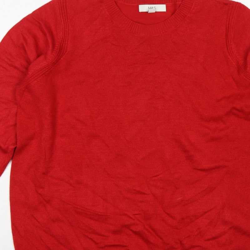 Marks and Spencer Women’s Red L Crew Neck Fine Knit Pullover Jumper