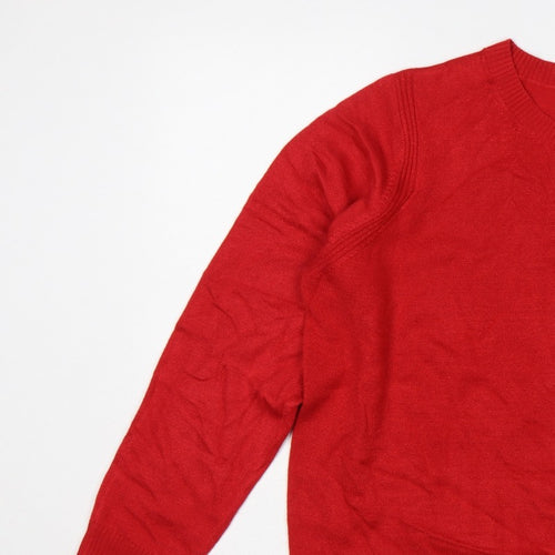 Marks and Spencer Women’s Red L Crew Neck Fine Knit Pullover Jumper