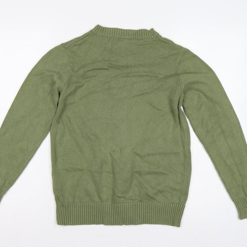 Damart Women Green UK 12 Full Zip Cable Knit Cotton Cardigan