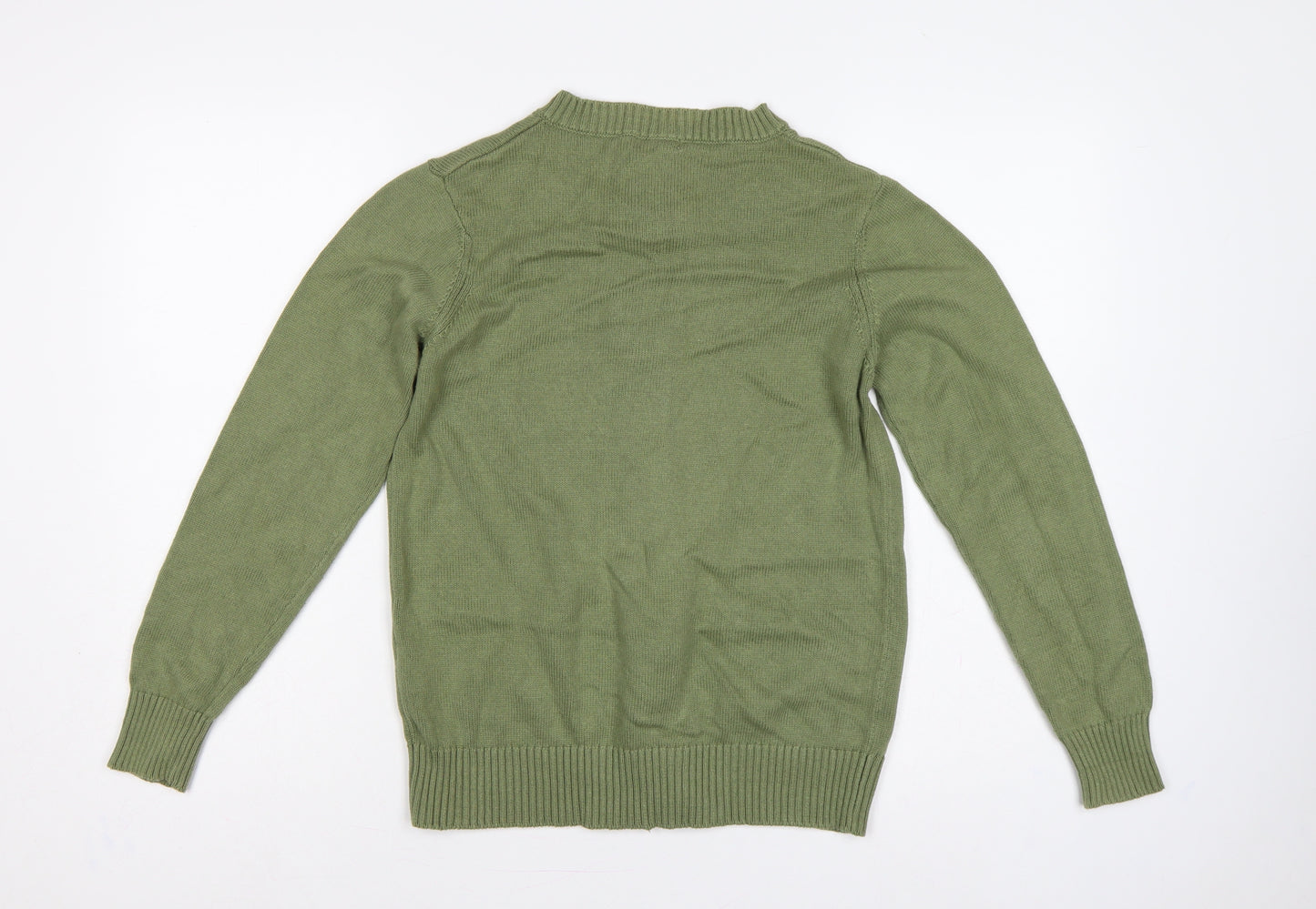 Damart Women Green UK 12 Full Zip Cable Knit Cotton Cardigan