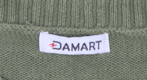 Damart Women Green UK 12 Full Zip Cable Knit Cotton Cardigan
