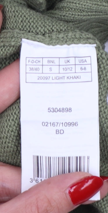 Damart Women Green UK 12 Full Zip Cable Knit Cotton Cardigan