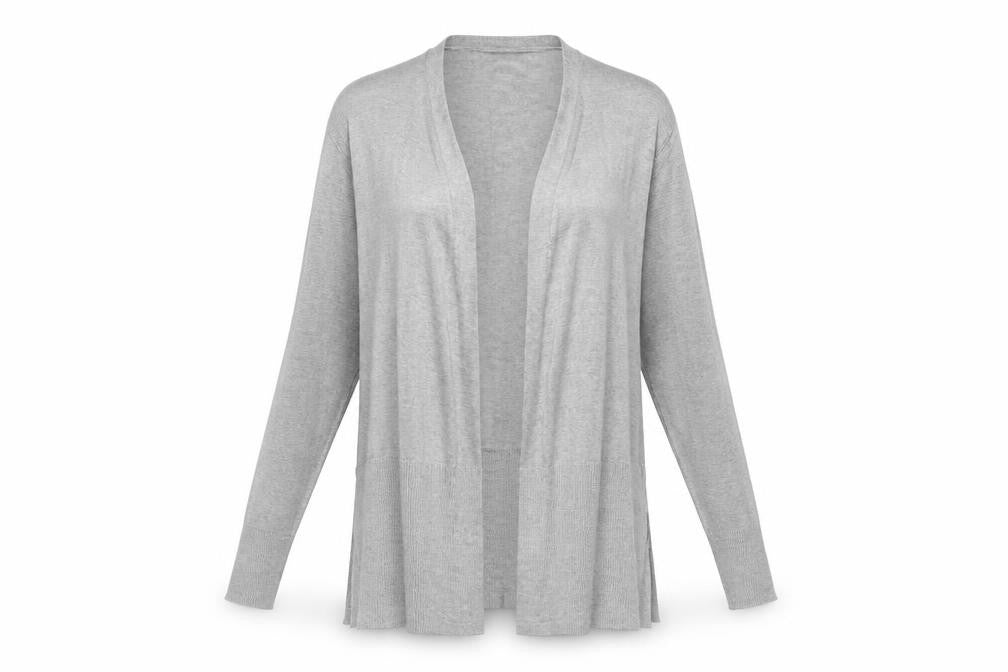 Front view of Marks & Spencer Women Grey S Open Knit Longline Cardigan
