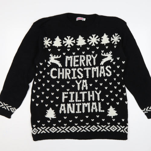 Whisper Women’s Black 2XL Merry Christmas Ya Filthy Animal Jumper