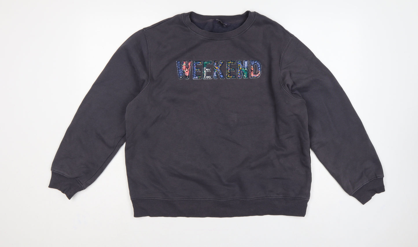 Marks and Spencer Women Grey UK 14 Weekend Embroidered Sweatshirt