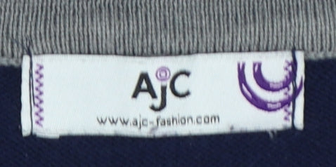 AJC Women’s Navy Grey Pink Cotton Blend V-Neck Cardigan Size S