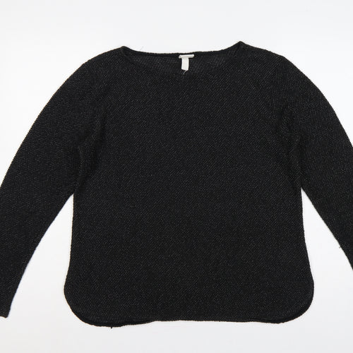 H&M Women’s Black Size 12 Round Neck Long Sleeve Knit Pullover Jumper