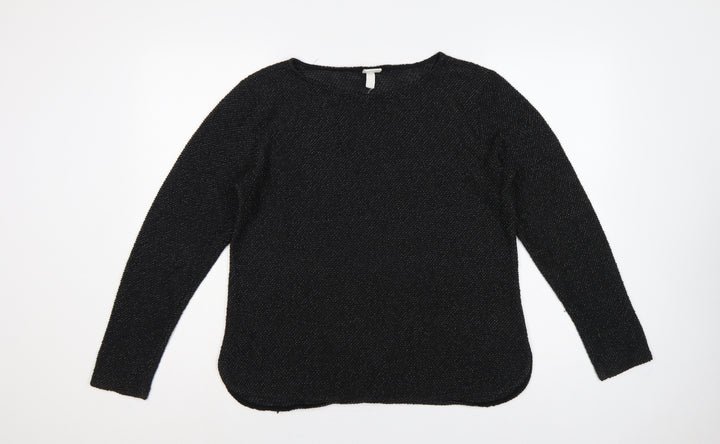 H&M Women’s Black Size 12 Round Neck Long Sleeve Knit Pullover Jumper