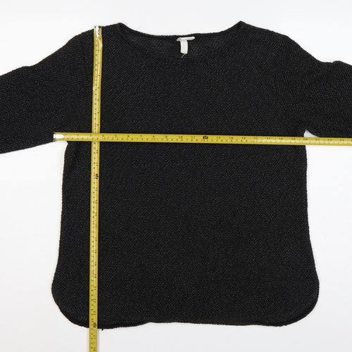 H&M Women’s Black Size 12 Round Neck Long Sleeve Knit Pullover Jumper