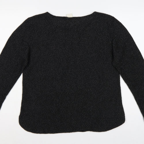 H&M Women’s Black Size 12 Round Neck Long Sleeve Knit Pullover Jumper