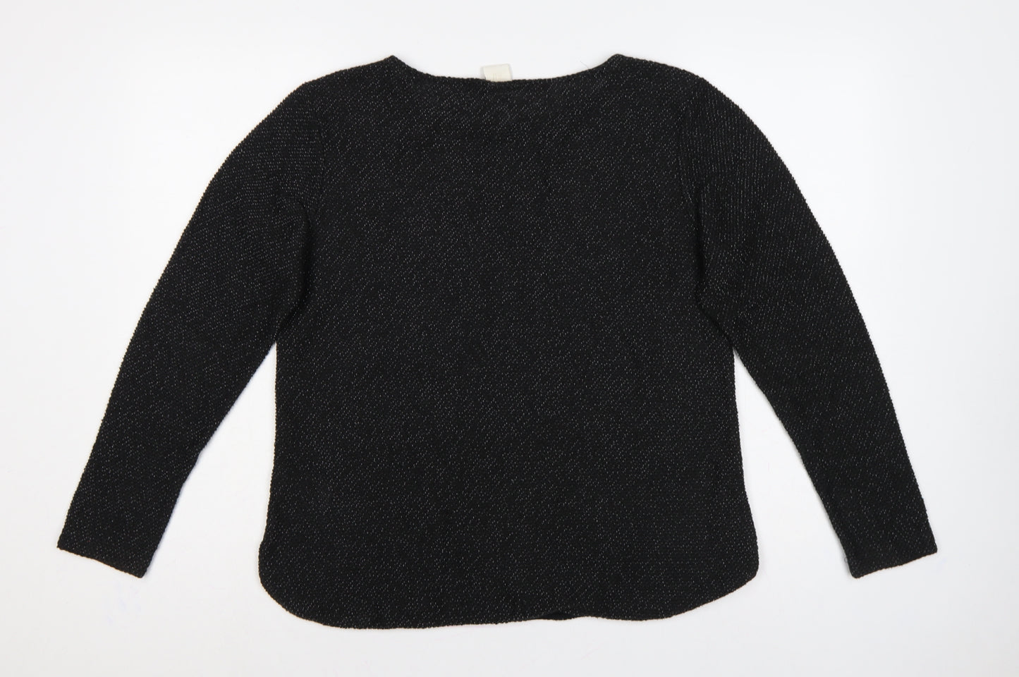 H&M Women’s Black Size 12 Round Neck Long Sleeve Knit Pullover Jumper