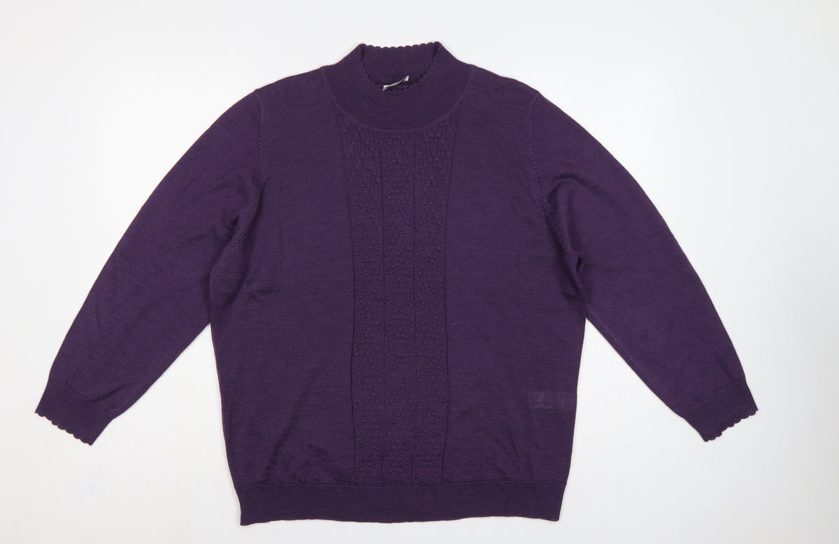 Eastex Women Purple UK 20 Cowl Neck Ramie Knit Jumper