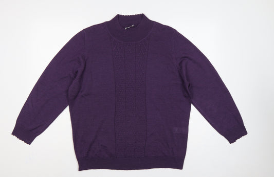 Eastex Women Purple UK 20 Cowl Neck Ramie Knit Jumper