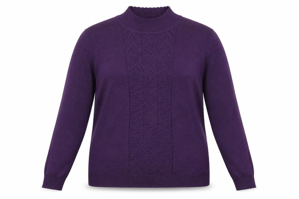 Eastex Women Purple UK 20 Cowl Neck Ramie Knit Jumper